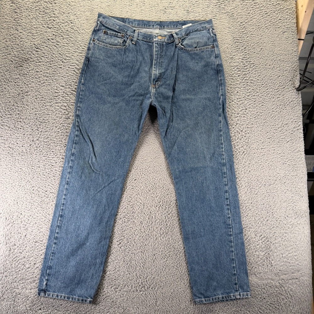 Wrangler Jeans Mens 38x32 Blue Cotton Denim Straight Streetwear Travel Workwear